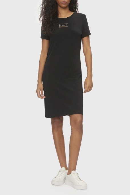 EA7 Logolu Bisiklet Yaka Regular Fit Bayan Elbise 3DTA52 TJDQZ 1200 SİYAH - EA7 (1)