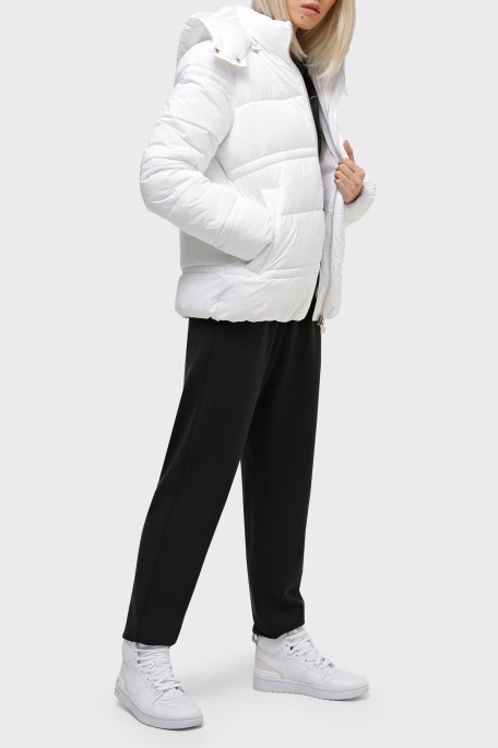 EA7 Logolu Çıkarılabilir Kapüşonlu Regular Fit Bayan Mont 6RTB09 TNDAZ 1100 BEYAZ - EA7 (1)