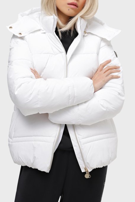 EA7 Logolu Çıkarılabilir Kapüşonlu Regular Fit Kadın Mont 6RTB09 TNDAZ 1100 BEYAZ - EA7