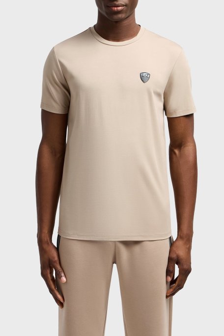 EA7 Logolu Comfort Fit Bisiklet Yaka Erkek T Shirt 8NPT16 PJRGZ U6155 BEJ - Ea7