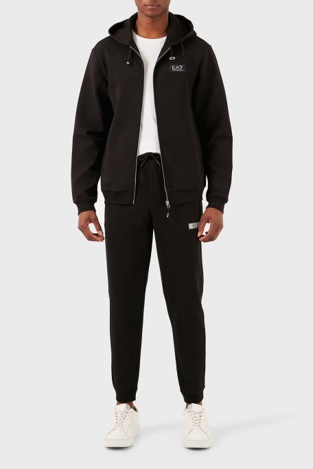 EA7 Logolu Pamuklu Kapüşonlu Regular Fit Fermuarlı Erkek Sweat 3DPM82 PJUEZ 1200 SİYAH - EA7 (1)
