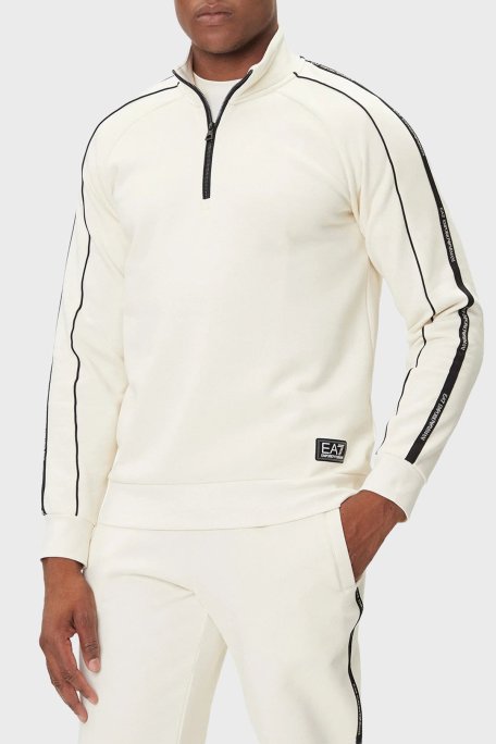 EA7 Logolu Pamuklu Regular Fit Yarım Fermuarlı Dik Yaka Erkek Sweat 7M000971 AF10377 U1105 VANİLYA - Ea7