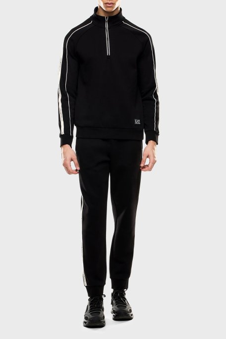 EA7 Logolu Pamuklu Regular Fit Yarım Fermuarlı Dik Yaka Erkek Sweat 7M000971 AF10377 UC001 SİYAH - Ea7 (1)