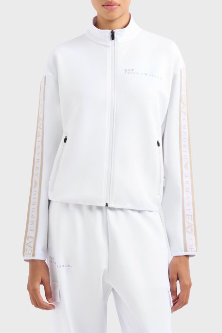 EA7 Logolu Regular Fit Dik Yaka Fermuarlı Kadın Sweat 7W000275 AF12501 U0002 BEYAZ - Ea7