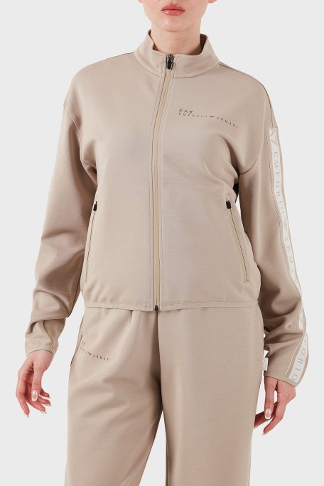 EA7 Logolu Regular Fit Dik Yaka Fermuarlı Kadın Sweat 7W000275 AF12501 U6155 BEJ - Ea7