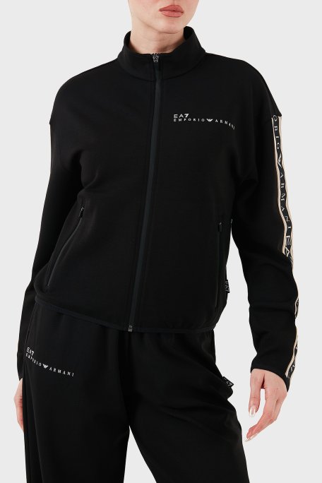EA7 Logolu Regular Fit Dik Yaka Fermuarlı Kadın Sweat 7W000275 AF12501 UC001 SİYAH - Ea7