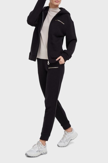 EA7 Logolu Regular Fit Fermuarlı Cepli Spor Eşofman Takım Bayan Eşofman Takımı 6LTV55 TJGDZ 1200 SİYAH - EA7