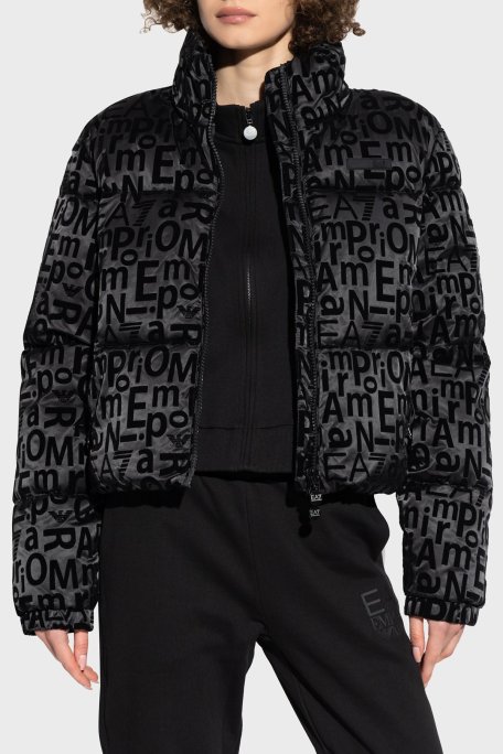 EA7 Logolu Regular Fit Kapüşonlu Fermuarlı Crop Bayan Mont 7W000009 AF10265 UC001 SİYAH - EA7