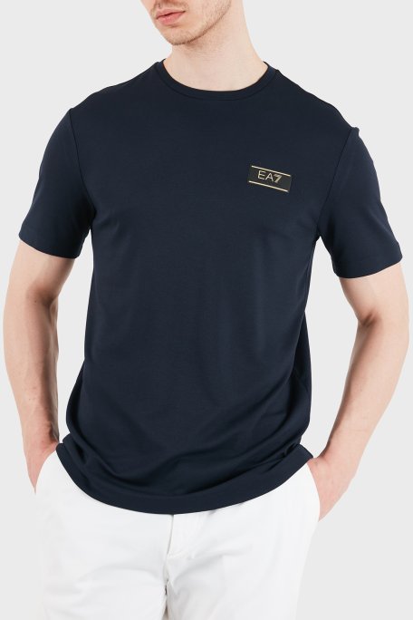 EA7 logolu Regular Fit Yuvarlak Yaka Erkek T Shirt 7M001331 AF13739 UB102 LACİVERT - Ea7