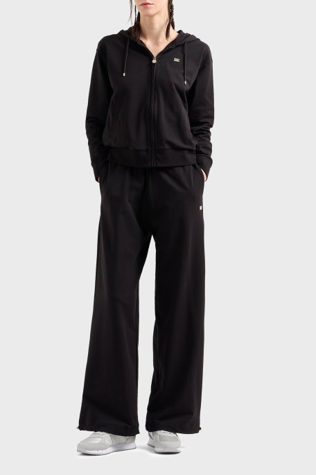 EA7 Logolu Relaxed Fit Kapüşonlu Bol Paça Bayan Eşofman Takımı 7W000086 AF13135 UC001 SİYAH - Ea7