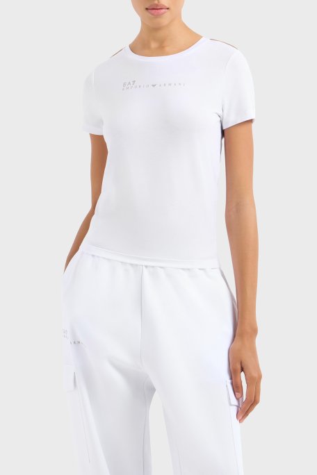 EA7 Logolu Slim Fit Bisiklet Yaka Kadın T Shirt 7W000274 AF12945 U0002 BEYAZ - Ea7
