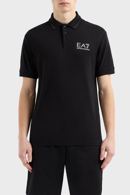 EA7 Logolu Slim Fit Düğmeli Erkek Polo Yaka T Shirt 7M000300 AF13739 UC001 SİYAH - Ea7