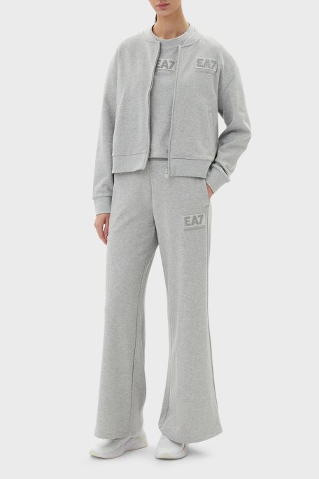 EA7 Logolu Streç Pamuklu Regular Fit Kolej Yaka Bayan Sweat 7W000178 AF12473 O8002 GRİ - Ea7 (1)