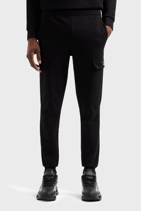 EA7 Logolu Streç Pamuklu Slim Fit Yüksek Bel Kargo Cepli Jogger Erkek Pantolon 8NPP67 PJVRZ 0208 SİYAH - Ea7