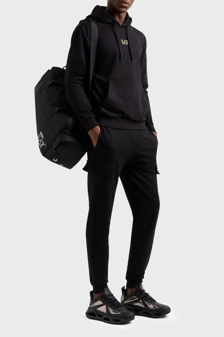 EA7 Logolu Streç Pamuklu Slim Fit Yüksek Bel Kargo Cepli Jogger Erkek Pantolon 8NPP67 PJVRZ 0208 SİYAH - Ea7 (1)