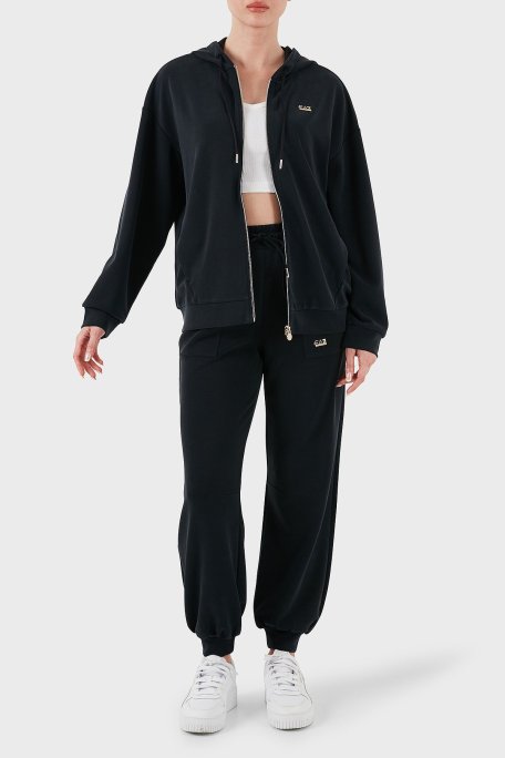 EA7 Modal Karışımlı Relaxed Fit Kapüşonlu Yaka Bayan Sweat 7W000192 AF12643 UC001 SİYAH - Ea7 (1)