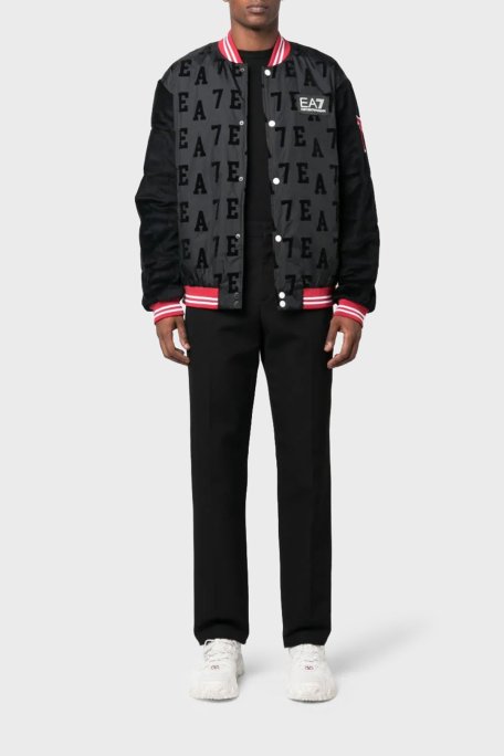 EA7 Oversize Fit Kolej Yaka Bomber Erkek Ceket 6RPB09 PNECZ 1200 SİYAH - EA7 (1)