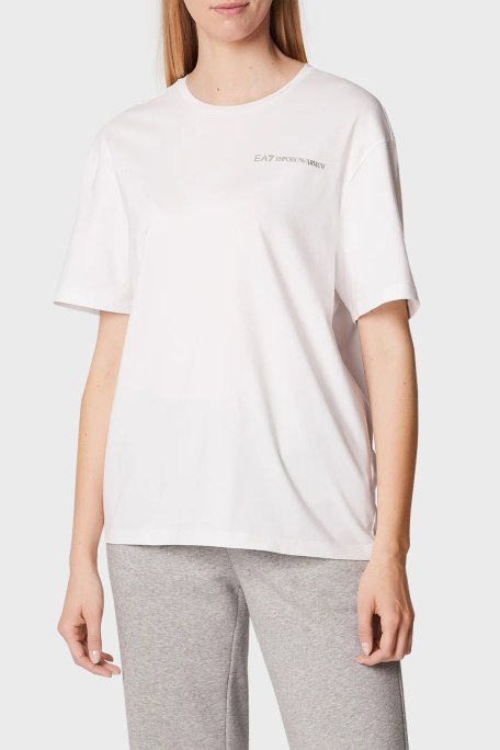 EA7 Pamuk Karışımlı Bisiklet Yaka Regular Fit Bayan T Shirt 6LTT09 TJGCZ 0100 BEYAZ - EA7