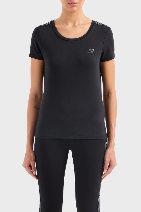 EA7 Pamuk Karışımlı Slim Fit Bayan T Shirt 3DTT44 TJ6SZ 1200 SİYAH - EA7