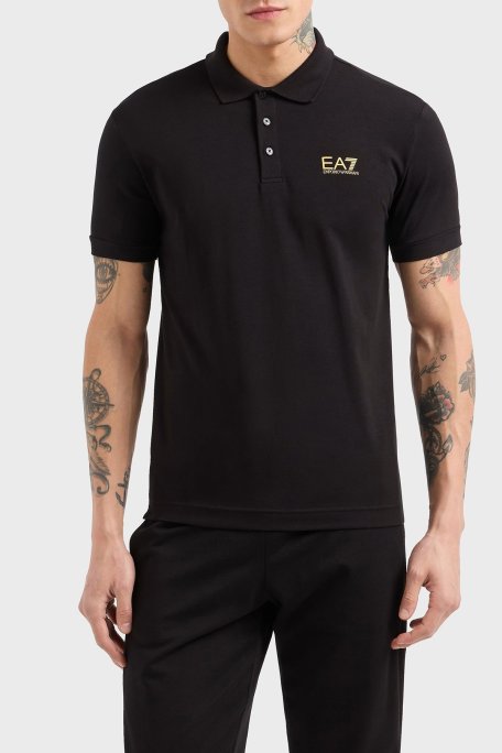 EA7 Pamuklu Regular Fit Düğmeli Erkek Polo Yaka T Shirt 8NPF14 PJVQZ 0208 SİYAH - Ea7
