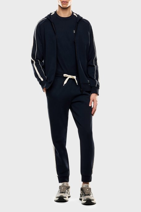 EA7 Pamuklu Regular Fit Lastikli Paça Logolu Şerit Detaylı Jogger Erkek Pantolon 7M000974 AF10377 UB102 LACİVERT - Ea7 (1)