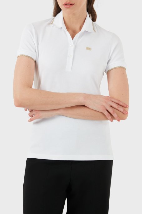 EA7 Pamuklu Regular Fit Polo Yaka Bayan T Shirt 3DTF04 TJ9DZ 1100 BEYAZ - EA7 (1)