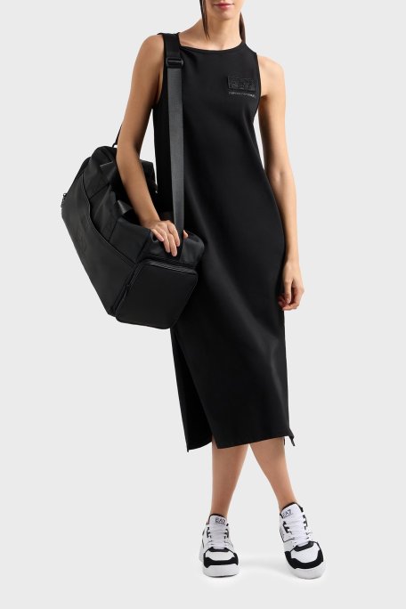 EA7 Pamuklu Regular Fit Yırtmaç Detaylı Midi Bayan Elbise 7W000180 AF12484 UC001 SİYAH - EA7 (1)