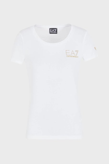 EA7 Pamuklu Slim Fit Bisiklet Yaka Kadın T Shirt 8NTT65 TJDQZ 1100 BEYAZ - EA7 (1)