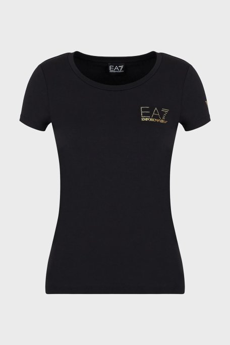 EA7 Pamuklu Slim Fit Bisiklet Yaka Kadın T Shirt 8NTT65 TJDQZ 1200 SİYAH - EA7 (1)