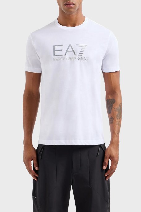 EA7 Pamuklu Slim Fit Bisiklet Yaka Erkek T Shirt 3DPT71 PJM9Z 1100 BEYAZ - EA7