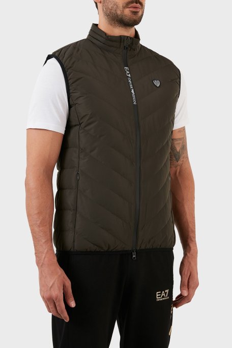 EA7 Regular Fit Cepli Ördek ve Kuş Tüyü Dolgulu Dik Yaka Erkek Yelek 8NPQ03 PNE1Z 1866 HAKİ - EA7 (1)
