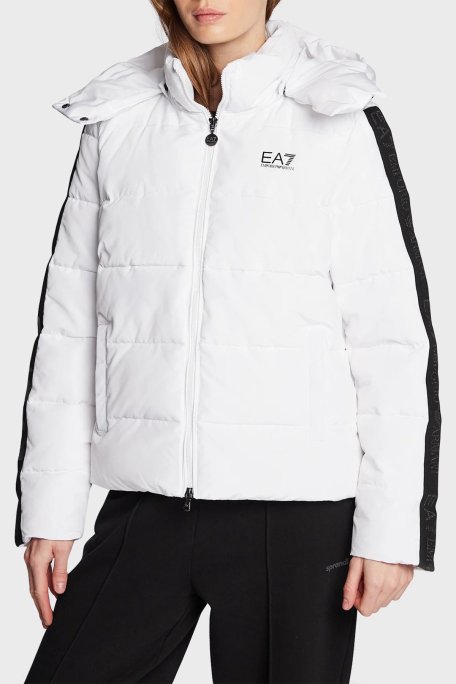 EA7 Regular Fit Çıkarılabilir Kapüşonlu Şişme Bayan Mont 6LTB18 TN8AZ 1100 BEYAZ - EA7