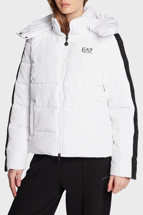 EA7 Regular Fit Çıkarılabilir Kapüşonlu Şişme Kadın Mont 6LTB18 TN8AZ 1100 BEYAZ - EA7