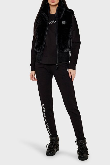 EA7 Regular Fit Dik Yaka Yumuşak Tüylü Bayan Yelek 6DTQ03 TN2ZZ 1200 SİYAH - EA7 (1)