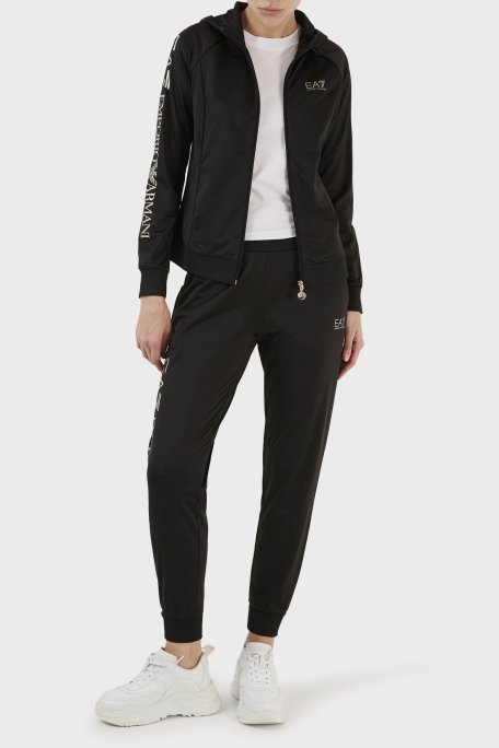 EA7 Regular Fit Fermuarlı Kapüşonlu Bayan Eşofman Takımı 6LTV62 TJ26Z 0200 SİYAH - EA7