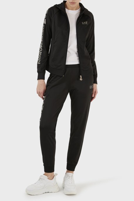 EA7 Regular Fit Fermuarlı Kapüşonlu Kadın Eşofman Takımı 6LTV62 TJ26Z 0200 SİYAH - EA7
