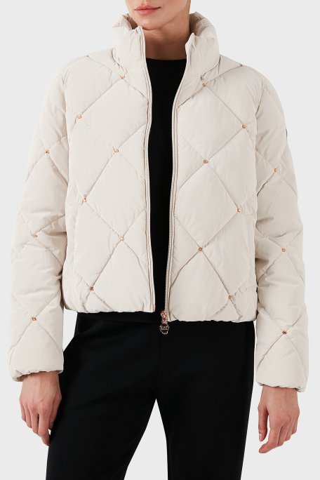 EA7 Regular Fit Gizli Kapüşonlu Dik Yaka Crop Şişme Kadın Mont 6DTB14 TNDMZ 1120 BEYAZ - EA7 (1)