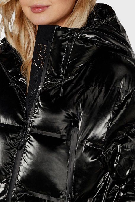 EA7 Regular Fit Kapüşonlu Parlak Şişme Bayan Mont 6DTG14 TNICZ 1200 SİYAH - EA7 (1)