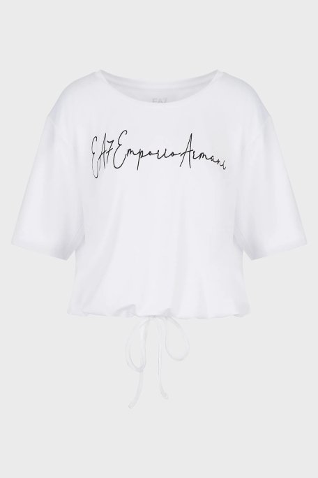 EA7 Relaxed Fit Bağlama Detaylı Bisiklet Yaka Bayan T Shirt 6LTT29 TJDFZ 1100 BEYAZ - EA7 (1)