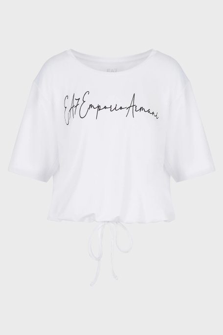 EA7 Relaxed Fit Bağlama Detaylı Bisiklet Yaka Kadın T Shirt 6LTT29 TJDFZ 1100 BEYAZ - EA7 (1)