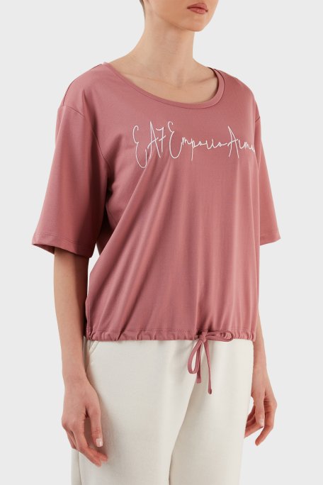 EA7 Relaxed Fit Bağlama Detaylı Bisiklet Yaka Kadın T Shirt 6LTT29 TJDFZ 1438 GÜL KURUSU - EA7 (1)
