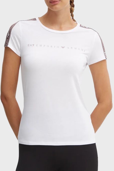 EA7 Slim Fit Bisiklet Yaka Kadın T Shirt 6DTT03 TJKUZ 1100 BEYAZ - EA7