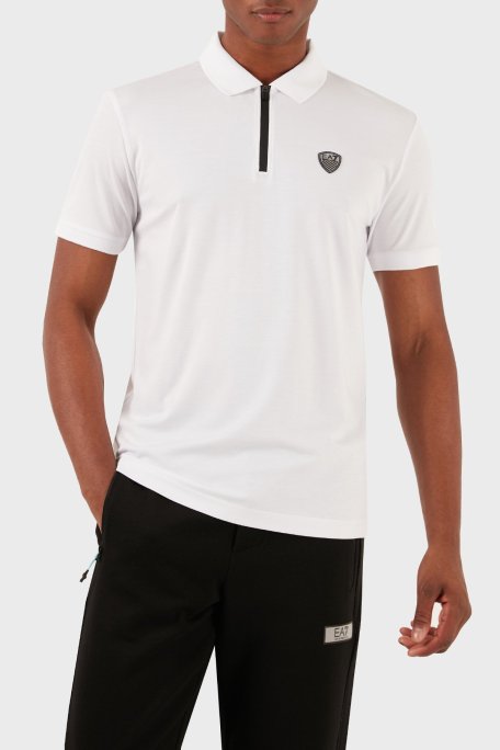 EA7 Slim Fit Fermuarlı Erkek Polo Yaka T Shirt 8NPF13 PJRGZ 1100 BEYAZ - EA7