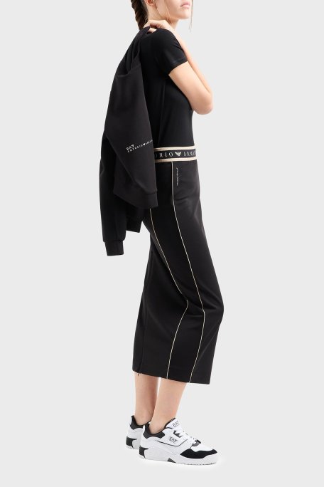 EA7 Streç Logo Yazılı Slim Fit Bisiklet Yaka Bayan T Shirt 7W000274 AF12945 UC001 SİYAH - Ea7 (1)