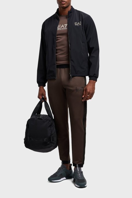 EA7 Streç Logolu Slim Fit Bisiklet Yaka Erkek T Shirt 7M000301 AF13739 U6139 KAHVE - Ea7 (1)