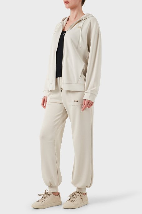 EA7 Streç Modal Karışımlı Relaxed Fit Kapüşonlu Yaka Bayan Sweat 7W000192 AF12643 U1112 KREM - Ea7 (1)