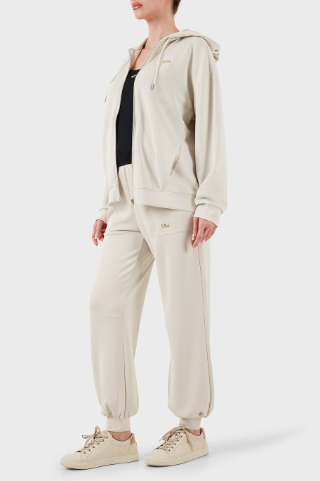 EA7 Streç Modal Karışımlı Relaxed Fit Yüksek Bel Ribanalı Paça Jogger Kadın Pantolon 7W000193 AF12643 U1112 BEJ - Ea7 (1)