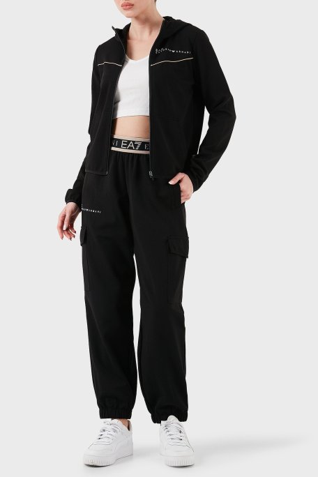 EA7 Streç Pamuklu Regular Fit Kapüşonlu Bayan Sweat 7W000278 AF12501 UC001 SİYAH - Ea7 (1)