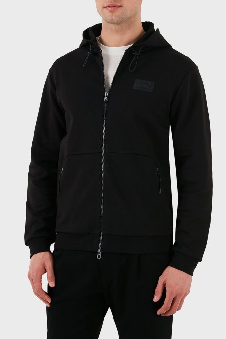 EA7 Streç Pamuklu Regular Fit Kapüşonlu Erkek Sweat 7M000094 AF12116 UC001 SİYAH - EA7