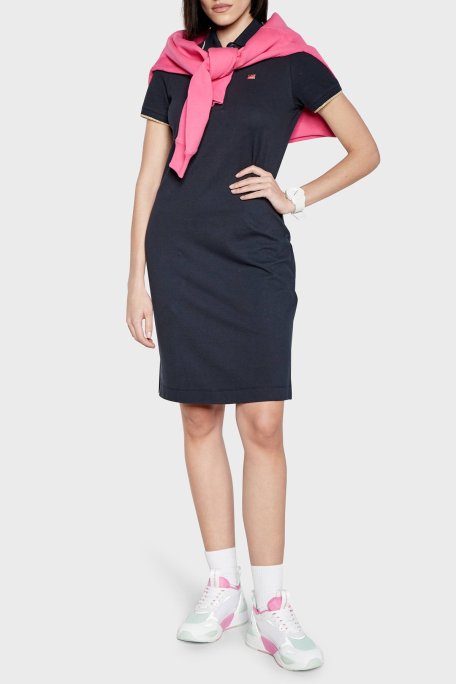 EA7 Streç Pamuklu Regular Fit Polo Yaka Mini Bayan Elbise 3DTA56 TJ9DZ 1555 LACİVERT - EA7 (1)